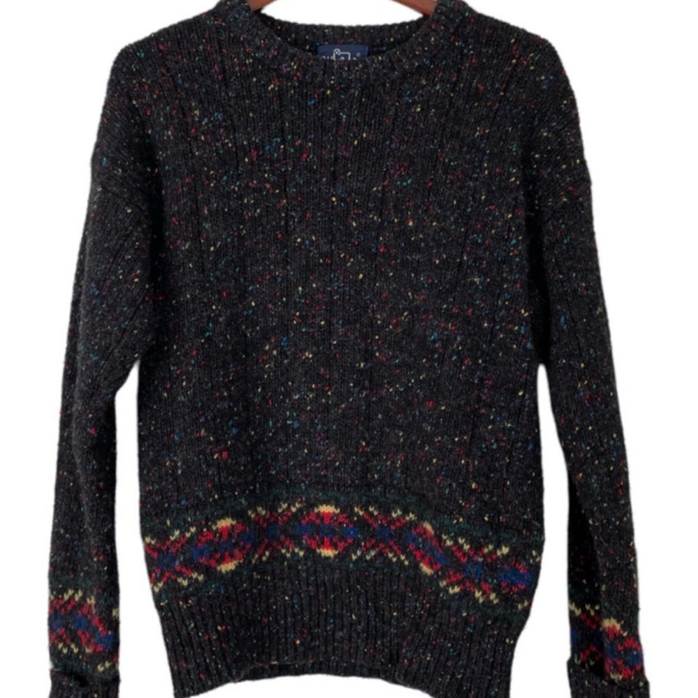 Woolrich sweater vintage hand knit wool black flecked men’s size M
